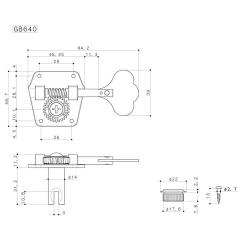 Колки басовые, 5 в линию, никель GOTOH GB640-5 RES-O-LITE 5L Nickel