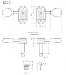 Винтажные колки, black (классический черный), 3+3 GOTOH SD90-SLB Black L3R3