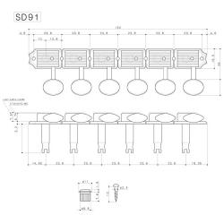 Винтажные локовые колки 6 в линию, никель GOTOH SD91-P5W H.A.P.M. Nickel 6L