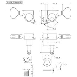 Колки 6 в линию, черные GOTOH SGS510Z-S5 Black L6