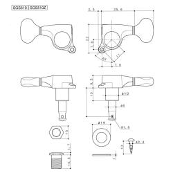 Локовые колки 6 в линию, черные GOTOH SGS510Z-S5 MG-TRAD Black L6