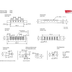 GTM 45062, бридж Tune-o-Matic, Nashville style, позолота SCHALLER 12090500