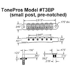 Бридж Tune-O-Matic Nashville замковый с канавками под струны, сатин позолота TONEPROS T3BP-Satin Gold