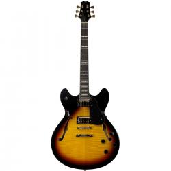 Полуакустическая гитара, форма LPS, пассивные звукосниматели H-H PEAVEY JF-1 Sunburst