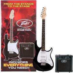 Электрогитара, форма Stratocaster, пассивные звукосниматели S-S-H, комбоусилитель Peavey Backstage PEAVEY Raptor Plus Stage Pack Black