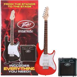 Электрогитара, форма Stratocaster, пассивные звукосниматели S-S-H, комбоусилитель Peavey Backstage PEAVEY Raptor Plus Stage Pack Red