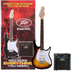 Электрогитара, форма Stratocaster, пассивные звукосниматели S-S-H, комбоусилитель Peavey Backstage PEAVEY Raptor Plus Stage Pack Sunburst