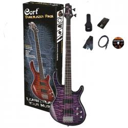 Комплект бас-гитариста: бас-гитара Action DLX-PPB, 4 струны, цвет purple burst CORT CBP-DLX Purple Burst