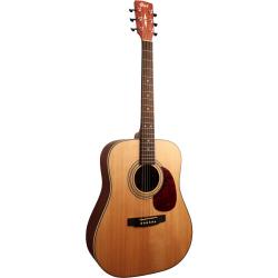 Акустическая гитара, корпус - дредноут, верх цельная ель, корпус махогани, гриф из красного дерева с накладкой из палисандра, мензура 25.3