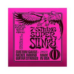 Струны для 7-струнной электрогитары Nickel Wound Super Slinky (9-11-16-24w-32-42-52) ERNIE BALL 2623