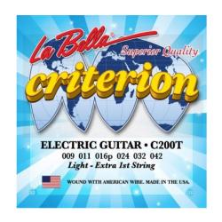 Струны для электрогитары натяжение Light (009-011-016-024-032-042) LA BELLA C200T