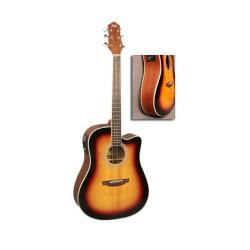 Электроакустическая гитара с вырезом, цвет санберст, скос под правую руку FLIGHT AD-200 CEQ 3TS