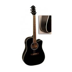 Электроакустическая гитара с вырезом, цвет черный, скос под правую руку FLIGHT AD-200 CEQ BK