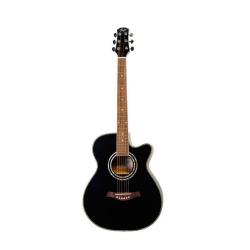 Фолк гитара с металлическими струнами, верхняя дека ель, корпус агатис, цвет черный, 39