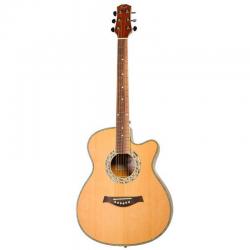 Фолк гитара с металлическими струнами, верхняя дека ель, корпус агатис, цвет натуральный, 39