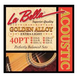 Струны для акустической гитары Extra Light (010-014-020-028-038-050), обмотка бронза LA BELLA 40PT