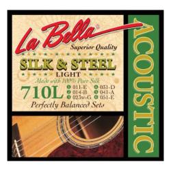 Струны для акустической гитары Light (011-014-023w-031-041-051), обм. шелк&сталь LA BELLA 710L