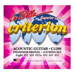 Струны для акустической гитары Light, фосф.бронза, (012-016-022-031-041-052) LA BELLA C520S