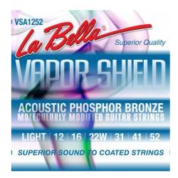 Струны для акустической гитары (012-016-022w-031-041-052), сталь с круглой обмоткой из фосфорной бронзы LA BELLA VSA1252