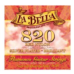 Струны для классической гитары красный нейлон, обмотка серебро LA BELLA 820 Flamenco