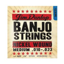 Струны для банджо, никелированая сталь DUNLOP DJN Banjo Nickel Medium - Nickel 10-23