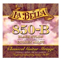Струны для классич. гитары черный нейлон позолоченная обмотка среднее натяжение LA BELLA 850-B