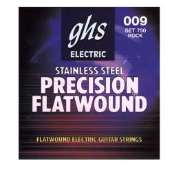 Струны для электрогитары, плоская обмотка сталь GHS 750 Stainless Steel Precision Flats 9-42