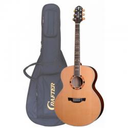Акустическая гитара, джамбо, Solid top кедр, натурал., глянцевая, с фирменным чехлом в комплекте CRAFTER J-18 CD N