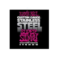 Струны для электрогитары Stainless Steel Super Slinky (9-11-16-24w-32-42) ERNIE BALL 2248