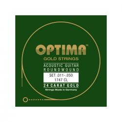 Струны для акустической гитары, калибр 11-50, золотое покрытие OPTIMA Akustik Gitarre 24K GOLD STRINGS Satz custom light