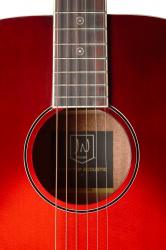Акустическая гитара аудиториум с топом из цельной ели, серия Bessie, цвет прозрачный красный берст JAMES NELIGAN BES-A TRB
