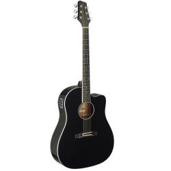 Электроакустическая гитара дредноут Slope Shoulder с вырезом, цвет черный STAGG SA35 DSCE-BK
