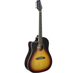 Электроакустическая леворукая гитара дредноут Slope Shoulder с вырезом, цвет санберст STAGG SA35 DSCE-VS LH