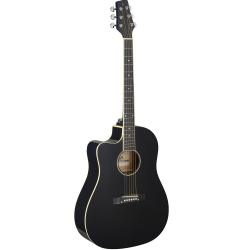 Электроакустическая леворукая гитара дредноут Slope Shoulder с вырезом, цвет черный STAGG SA35 DSCE-BK LH