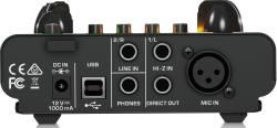 Ламповый микрофонно-линейный предусилитель, инстр. вход, функция моделирования, USB-аудио интерфейс 2x2, выход на наушники BEHRINGER MIC500USB