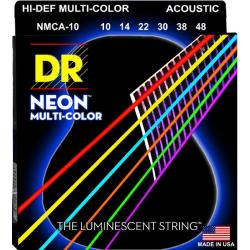 Струны для акустических гитар NEON™ Multi-Color разного цвета, специальное покрытие, продлевающие ср... DR STRINGS NMCA-10