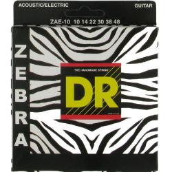 Струны для акустических и электрических гитар 10-48 Lite ZEBRA DR STRINGS ZAE-10