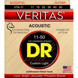 Струны для акустической гитары. Материал: Фосфорная бронза. Навивка: Круглая. Натяжение: Custom Ligh... DR STRINGS VTA-11