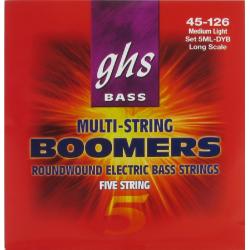 Струны для 5-струнной бас-гит.- никелированная сталь, круглая обмотка; (45-65-80-100-126); Boomers GHS 5ML-DYB