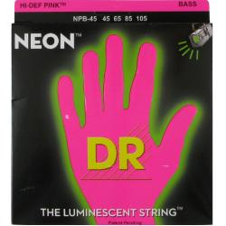 Струны для бас гитары, светящиеся в УФ лучах, цвет Pink, 45-105 Medium DR STRINGS NPB-45 NEON HiDef Pink