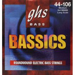 Струны для бас-гитары (44-63-84-106) круглая обмотка никелированные, Bassics GHS M6000