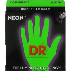 NEON HiDef Green Струны электрических гитар, светящиеся в УФ лучах, цвет Green 11-50 Heavy DR STRINGS NGE-11