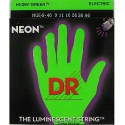 Неоновые Струны для электрогитары, 9-46, Lite-n-Heavy. Цвет Green DR STRINGS NGE-9-46