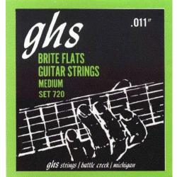 Струны для электрогитары  сплав 52, полукруглая обмотка; (11-14-22-28-38-50); Brite Flats GHS 720