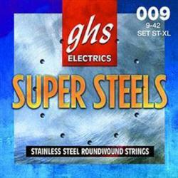 Струны для электрогитары нержавеющая сталь, круглая обмотка; (9-11-16-24-32-42); Super Steels GHS ST-XL