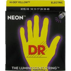 Струны электрических гитар NEON HiDef Yellow, светящиеся в УФ лучах, цвет Yellow, 10-46 Medium DR STRINGS NYE- 10