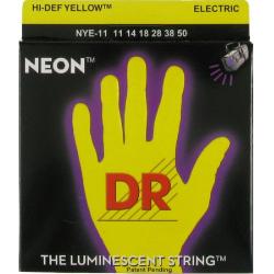 Струны электрических гитар NEON HiDef Yellow, светящиеся в УФ лучах, цвет Yellow, 11-50 Heavy DR STRINGS NYE- 11