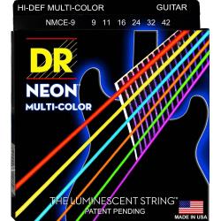 Струны электрических гитар, светящиеся в УФ лучах, цвет Multi, 9-42 DR STRINGS NMCE-9