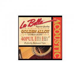 Комплект струн для акустической гитары, бронза, Ultra Light, 9-48 LA BELLA 40PUL Golden Alloy