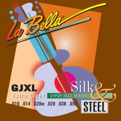 Компект струн для акустической гитары LA BELLA GJXL-LE Gypsy Jazz Silk&Steel Extra Light